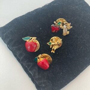 Elegant School Theme Brooches Teacher Gifts Apple Angel Golden Pins